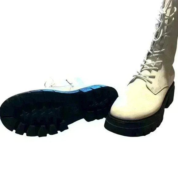 ASH LIAM Woman White Combat Boot. Lace & Zip. Leather 39 - Picture 4 of 7